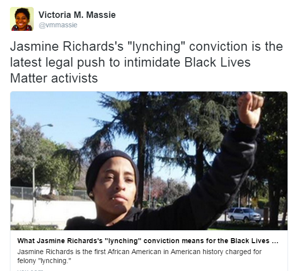 Jasmine Richards Convicted of 'Lynching'