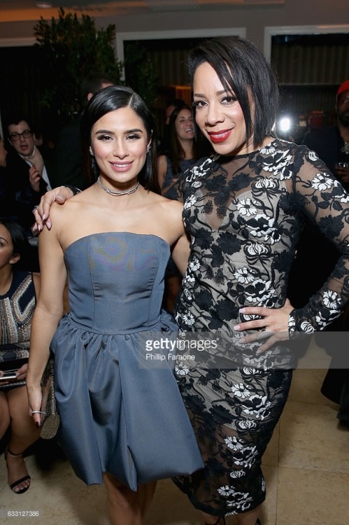 WEST HOLLYWOOD, CA - JANUARY 29: Actresses Diane Guerrero (L) and Selenis Leyva attend The Weinstein