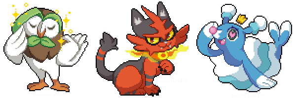 pxmn:  i can’t believe i spent all day on these guys. dartrix | torracat | brionne