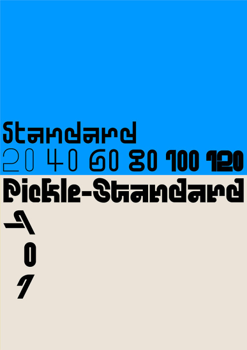 bb-bureau: 2 grid inspired typefaces!Standard (6 weights): 20, 40, 60, 80, 100 and 120Pickle-Standar