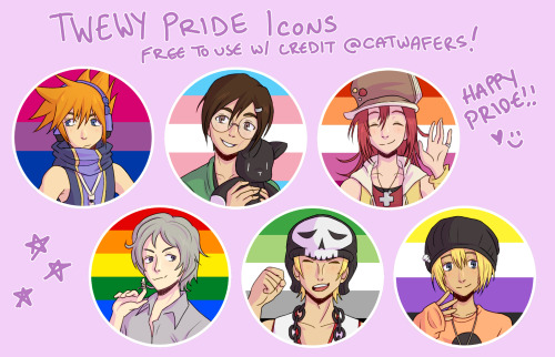 happy pride everyone! here are pride icons of the twewy kids, free to use with credit!!(neo set)