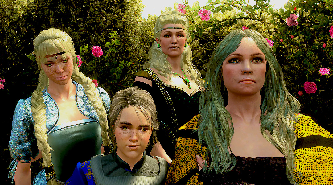 four generations of Lara’s daughters;  Adalia the Seer,
Calanthe Fiona Riannon,
Pavetta Fiona Elen,
Cirilla Fiona Elen Riannon.