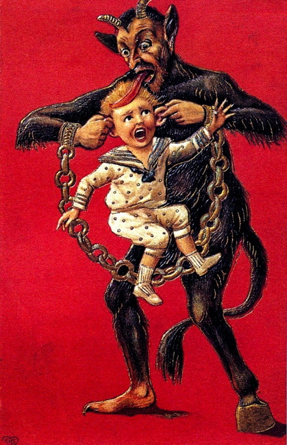 theplaidzebra:   Why North America needs Krampus, the Christmas devil who drowns children  He’s a black furry goat demon who throws duffle bags of kids into rivers and chills out with Santa Claus. What’s not to love? Krampus, a horned, pointy-tongued