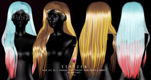  Sims 4 CC : Hair Accessory 001 - Highlights & Ombre Textures by SIMTZEN50 Swatches25 Highlights