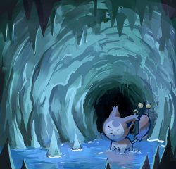 thumpleweed:  Skitty explores a flooded cave