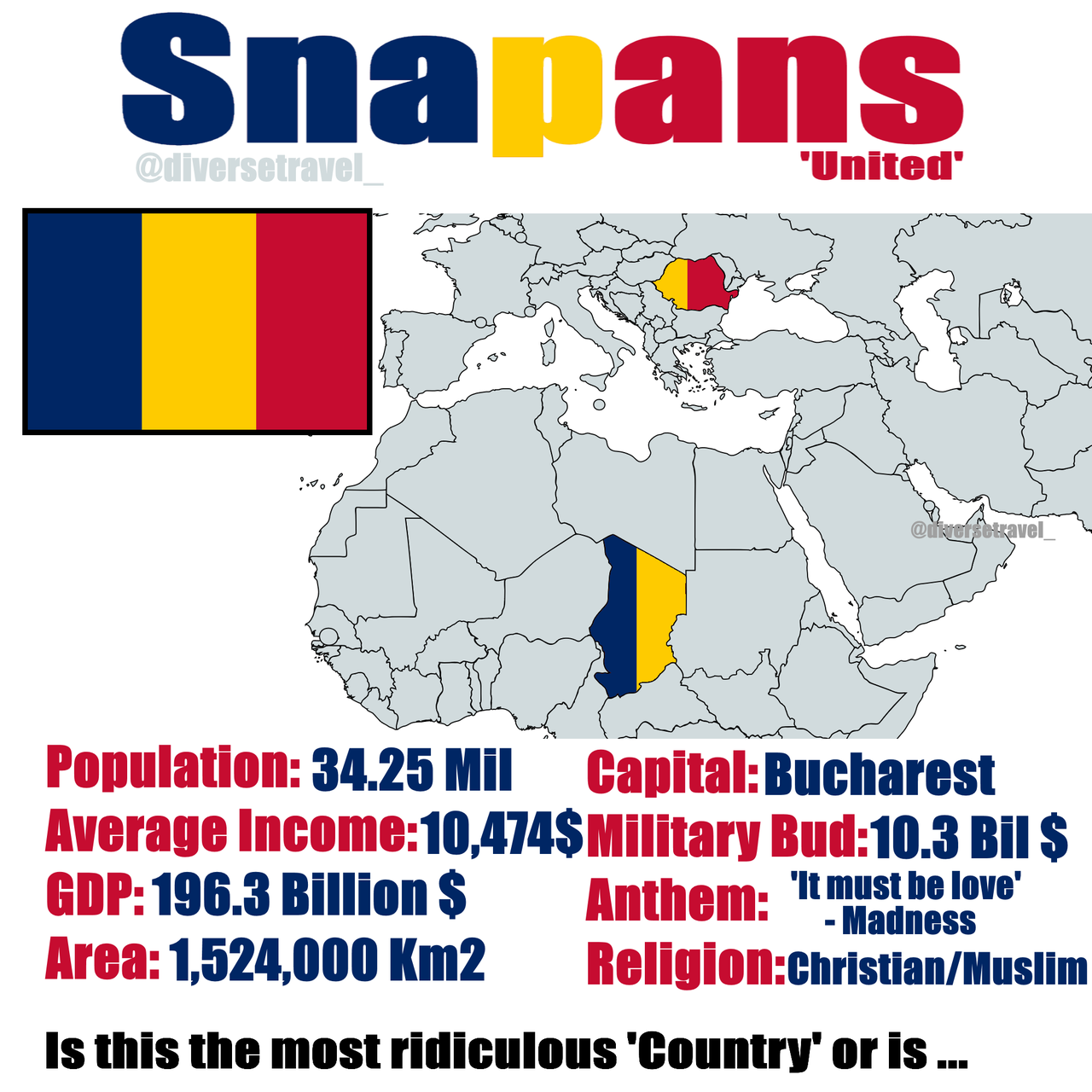 If Romania And Chad Became One Country Maps On The Web