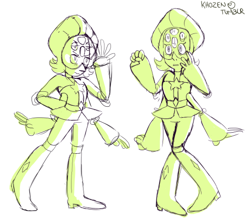 khozen:  Pearl and Peridot fusion, Prehnite!! don’t know what their fusion music would be but i’ve been listening to this remix a lot while drawing this.  