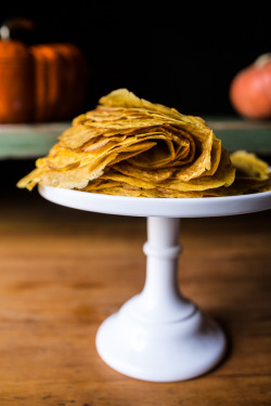 sweetoothgirl:  Pumpkin Nutella Crepe Cake  