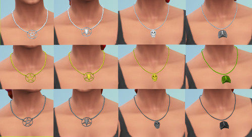  Unisex gothic necklaces.Hello I have finished this necklaces for your gothic sims.  Two pentagrams,