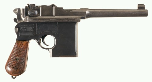 Chinese Sanshei Arsenal .45ACP broom handle pistol. Produced during warlord era China, 1920’s.