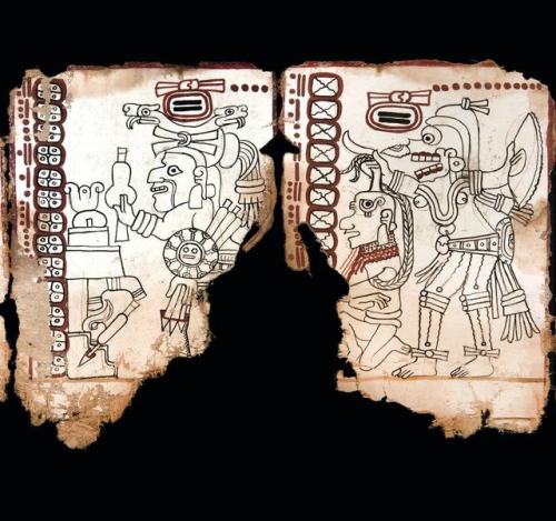 centuriespast:Hieroglyphic text from the Grolier Codex. It is one of only three written Maya works k