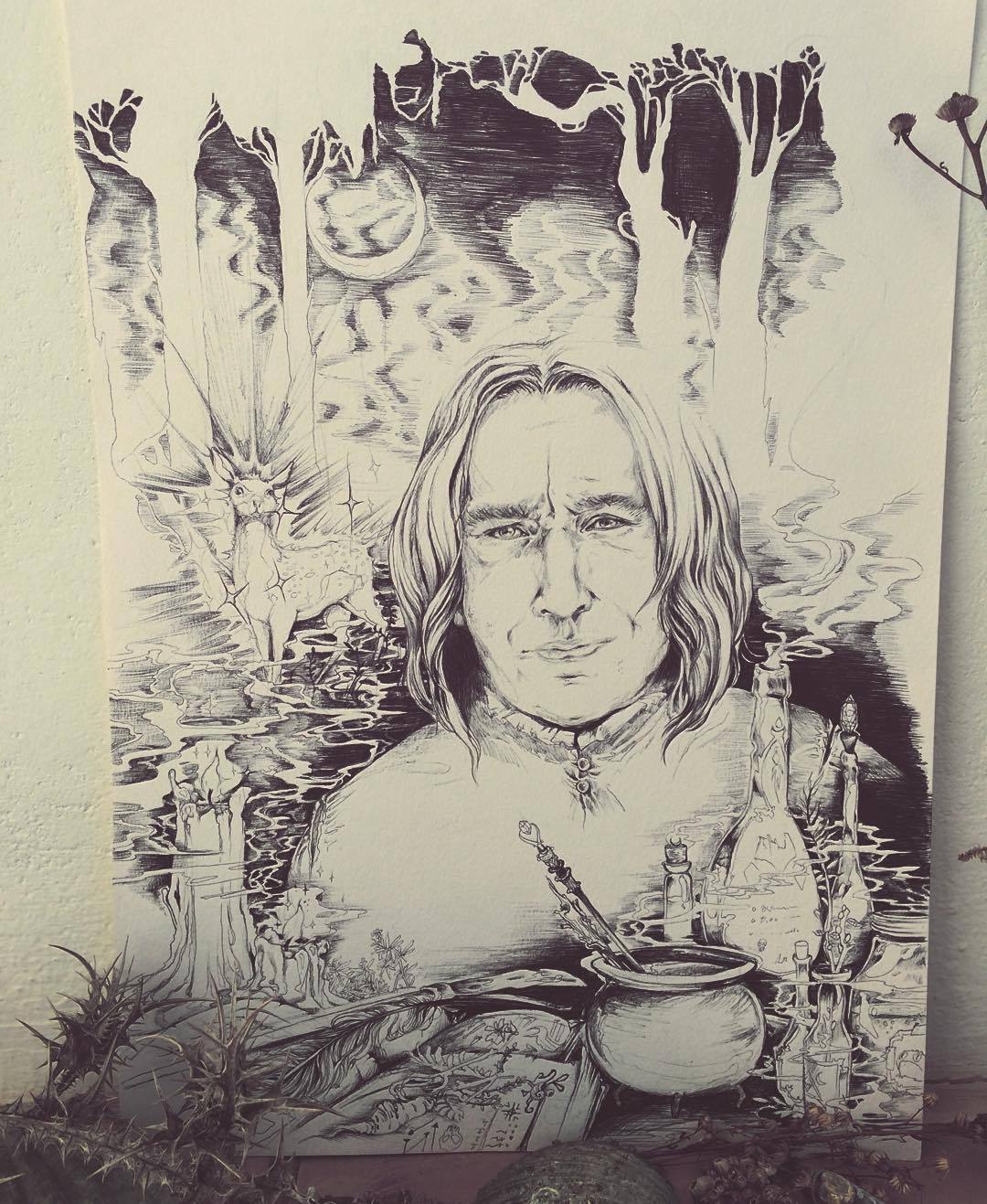 bluecohosh:  a humble tribute. alan rickman / severus snape print is now available