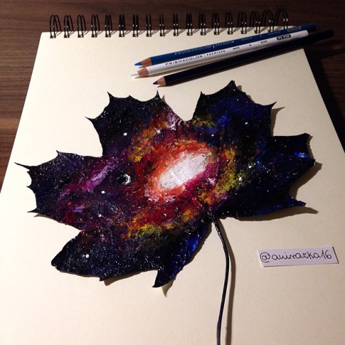 culturenlifestyle: Polish Artist Joanna Wirażka Uses Autumn’s Fallen Leaves as Canvases Young Polish artist Joanna Wirażka uses autumn’s leaves as canvases to compose beautiful colored pencil drawings of cityscapes and landscapes. By filling the