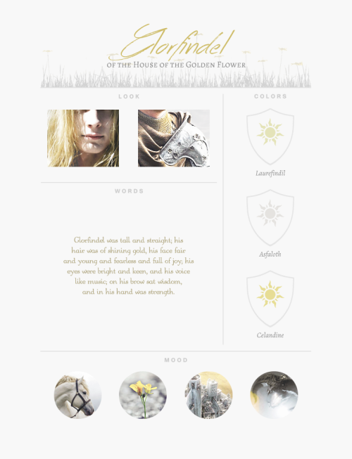 ringbearing:Silmarillion mood boards (9,10/?)Glorfindel requested by glorfindeliciouss + Ecthelion