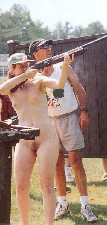 Porn Pics girlsuwanttofuck:  Skeet shooting while nude