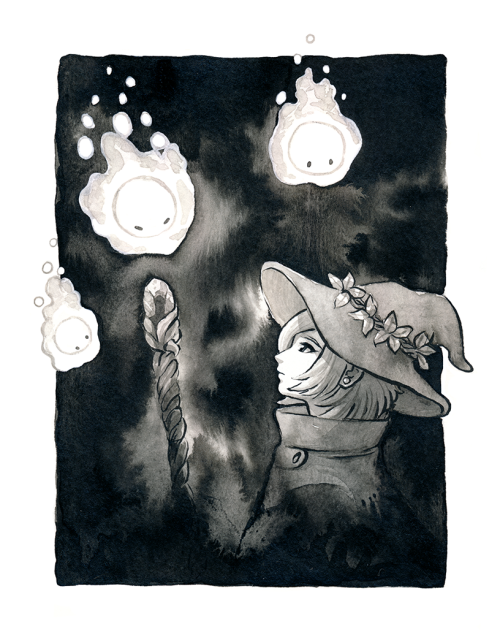 revilonilmah:  Wisp -   It’s Inktober again! I’ll be following the official prompt list, but this time around, I’ll be painting every other day.   