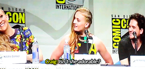 fyeahsophieturner:  Craig Ferguson: Natalie and Sophie, are you jealous of the swordplay? Do you ever wish you could get a little more in the way of kind of brutal killing action going on? [x] 