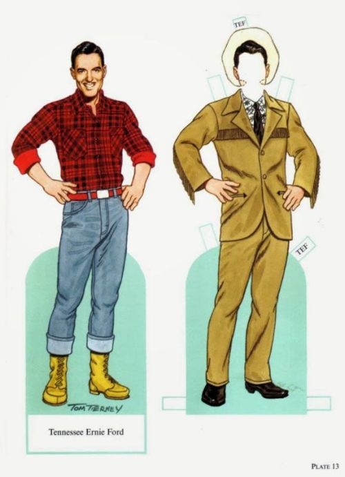 rootsrockweirdo:“Famous Country Singers Paper Dolls” by Tom Tierney. A Tennessee Ernie Ford paper do