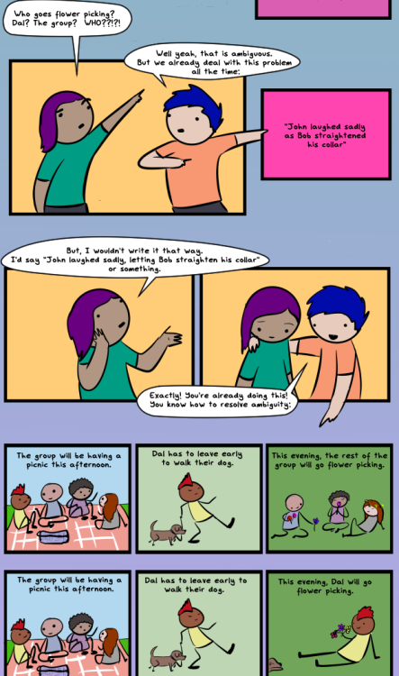 robothugscomic: Comic! (link)Look, language is messy and people are messy and there’s nothing 