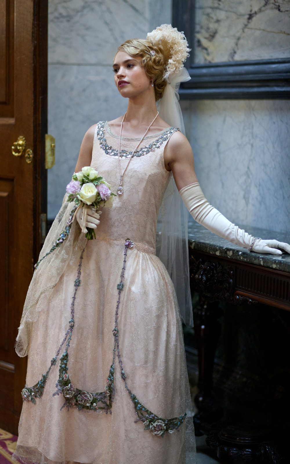 fashionandcostumes:Lily James as Rose MacClare in Downton Abbey (2013) 