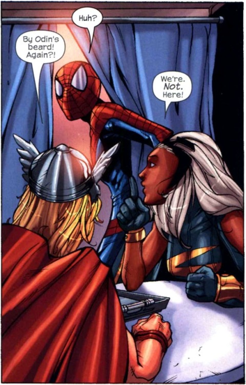 frantzfandom:stormsanctum:You can’t dodge our lightning Marvel Adventures making Thororo a pairing i