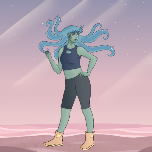 I tried to imagine what a Lapidot fusion would look like, her name is Amazonite and she has water ha