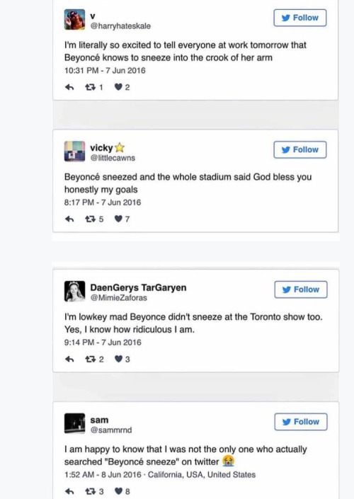 amey-winehouse:  betterthankanyebitch:  legalmexican:  Beyonce’s sneeze gets more headlines than when your fave releases an album   oh my god i’m sick of yall 😂😂😂  Bye 😂😂   Lol!!! I’m actually jealous. Why didn’t she do