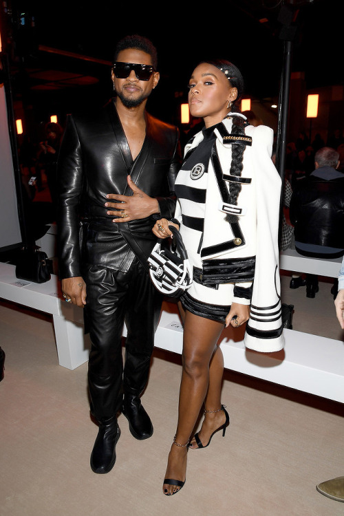  Usher and Janelle Monae attend the Balmain show as part of the Paris Fashion Week Womenswear Fall/W