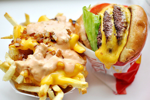 cheese burger and fries