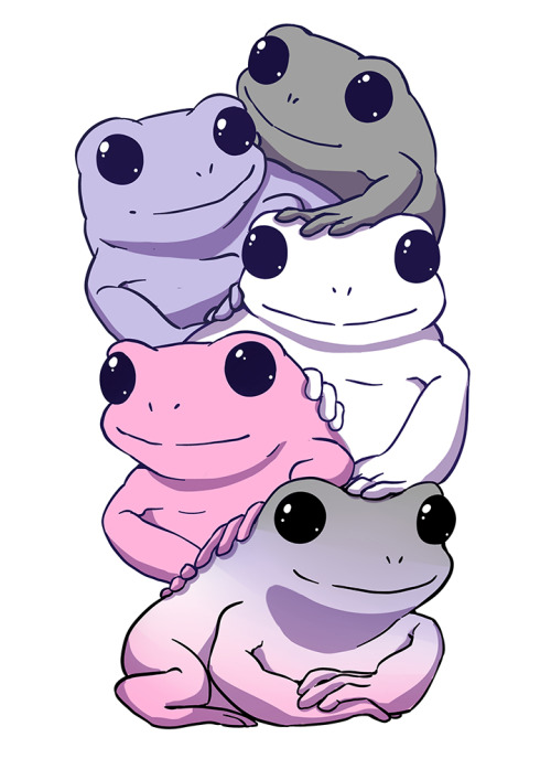 chroma-imp-draws:Aromantic frogs 2: Electric Bugaloo (now in more arospec colours :3)some are availa