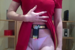 beltedcarmen:  Day 5. Big presentation at the office today. Business attire now involves a metal belt, I guess. I’m still horny as all hell. BF checked in with me today and asked me how the belt was going. When I told him I was still belted, he replied