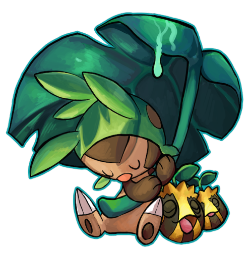 iris-sempi:LEAF UMBRELLA - CHESPIN!Going to commit to the grass types and make a cool theme for my s