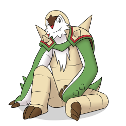 ChesnaughtThe starter I ended up picking for my Y run, though I kind of just kept him in the party just cause he was a reliable tank when I needed to heal pokes.  I wasn’t too thrilled with the design when he first came out, but it’s grown on me