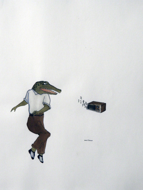 Marcel Dzama (Canadian, b. 1974, Winnipeg, Canada, based Brooklyn, NY, USA) - Untitled Drawing (Croc