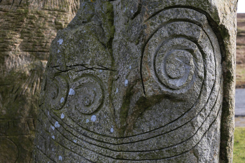 Tre’r Ceiri Standing Stones, Lleyn Peninsula, North Wales, 16.2.18.Three modern sculpted stones that