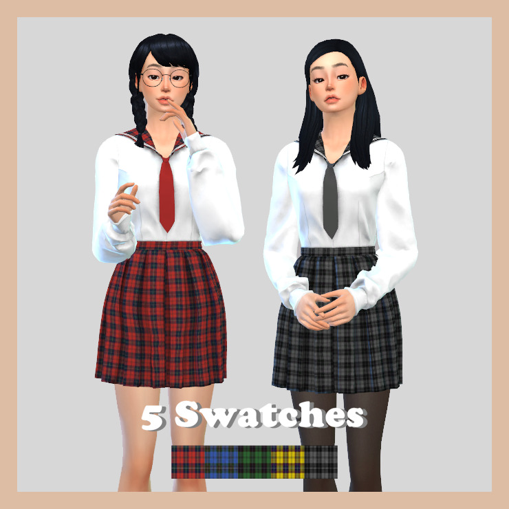 Sims4 CC Cozy_yeons School uniform : 심즈4 의상 CC... - Cozy_yeons Sims