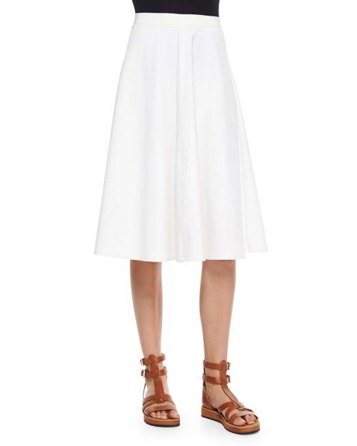 Zaikin A-Line Poplin Skirt, White