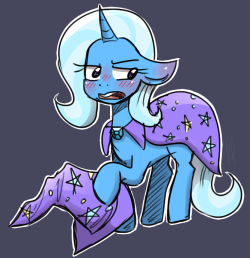 lucidlarceny:  pony practice (it’s been a while) ~ have an embarrassed trixie :)  x3 D'aww, whas got da Great &amp; Powerful one all flustered~? :3