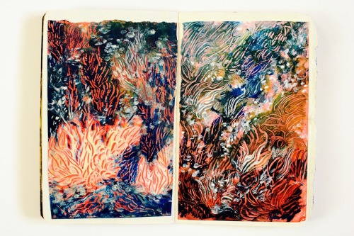 suhaylah: February 2016. Colour journal, pages 10-11. Paint & ink on paper. 