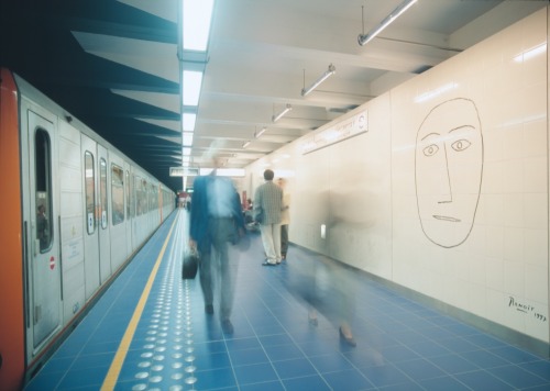 Art in the Metro, Station Maalbeek, Brussel *  -  Benoît van Innis  Belgian b. 1960-*a tear added to