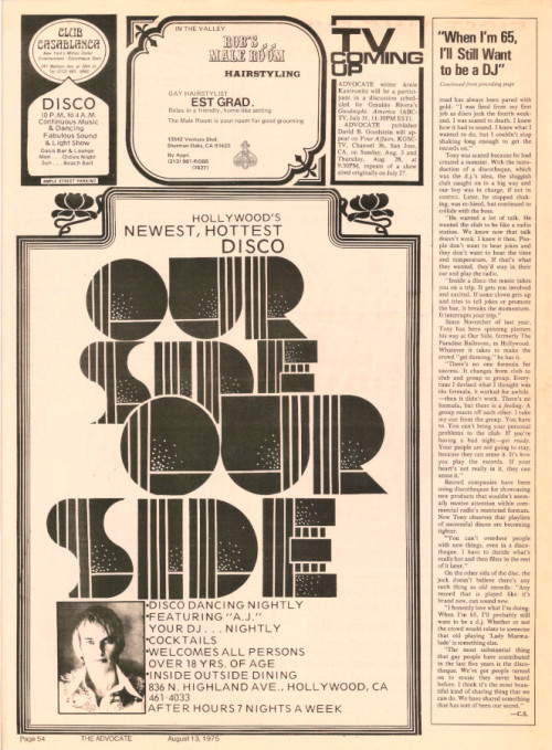 Concluding this series of transcribed articles from The Advocate’s August ‘75 ’Dis