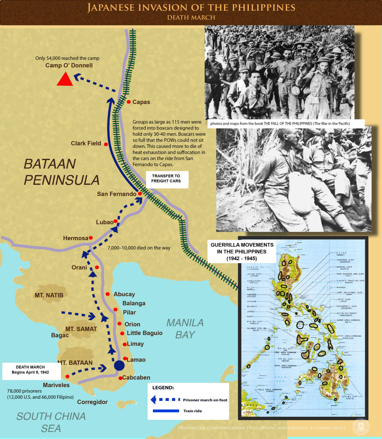 Presidential Museum and Library — THE BATAAN DEATH MARCH This map shows the route...