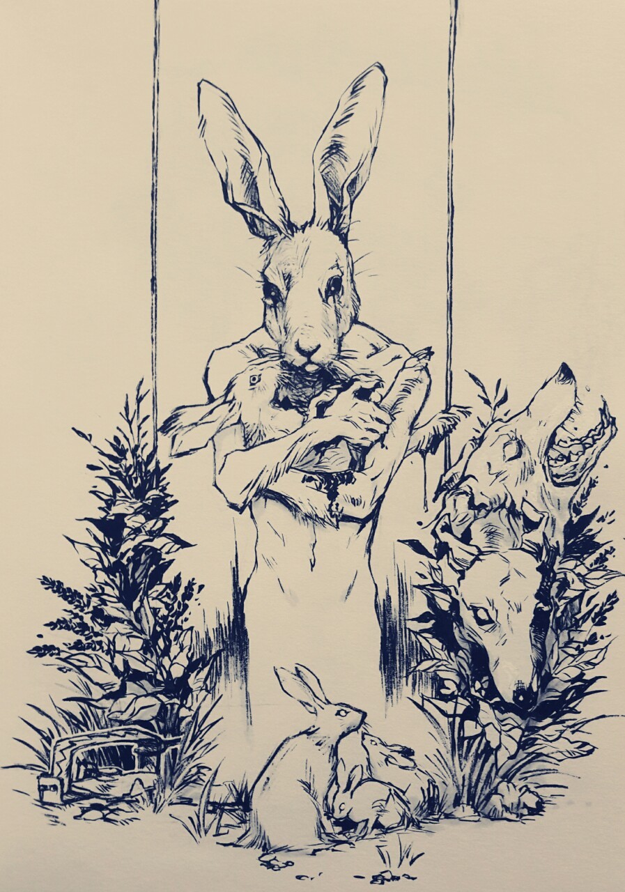 paper-umbrella:  Inktober drawings done so far.  1. Lost       || 2. Origin  3. Meeting