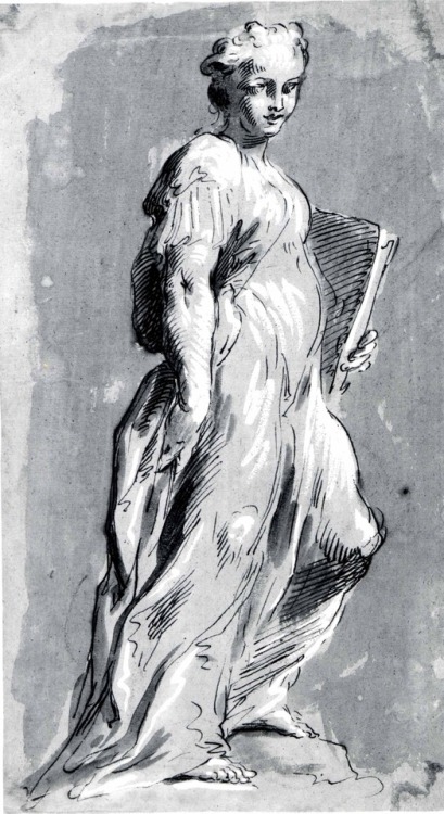 met-robert-lehman:Allegorical Figure of a Woman by Pietro Antonio Novelli via Robert Lehman Collecti