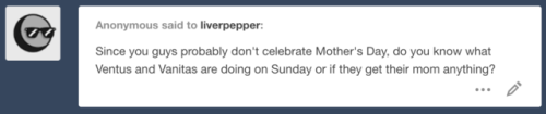 liverpepper:  sora: dyou think cloud would let me bedazzle his phone??? Vanitas: uncle cloud would let you bedazzle his face, probablysora: REALLY!??!Roxas: Please don’t give him any ideas,(ven & van will be visiting in june!! Stay Tuned for double