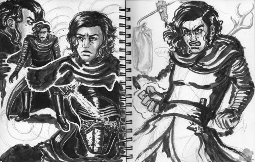 So while taking care of my grandma at the hospital, I did a lot of Kylo Ren sketches&hellip;.I h