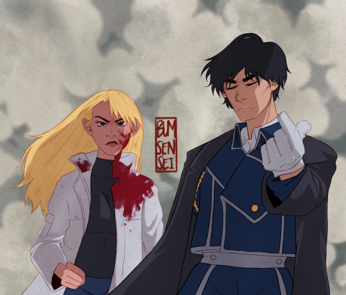 bumsensei:i decided to redraw one of my favorite royai moments from fma! i haven’t really done many 