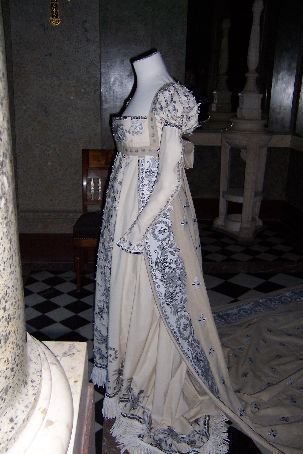 Gown belonging to  Josephine de BeauharnaisJoséphine de Beauharnais (pronounced: [ʒo.ze.fin də‿bo.aʁ