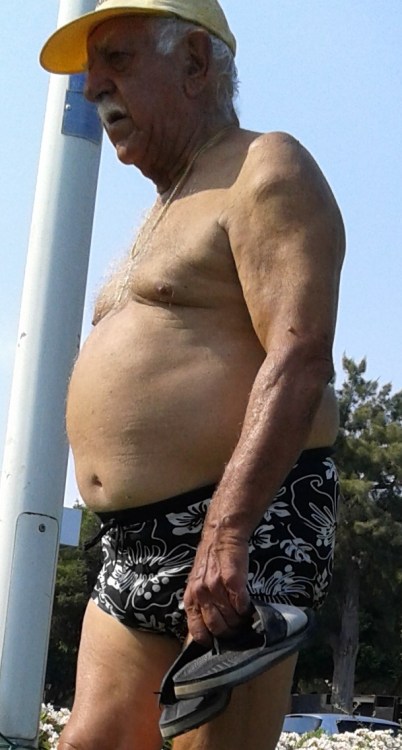 Sexy grandpa with huge bulge walks by in front of me every day on the beach…One of these days I will