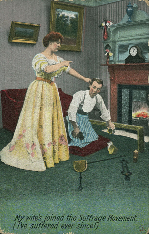 sixpenceee:These unbelievable vintage postcards from the early 1900s were used as propaganda by men 